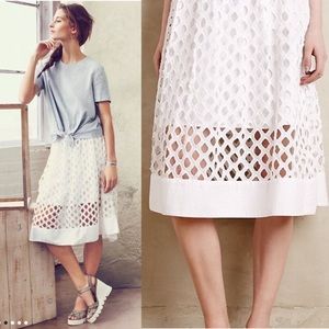 Anthropologie FLOREAT eyelet skirt